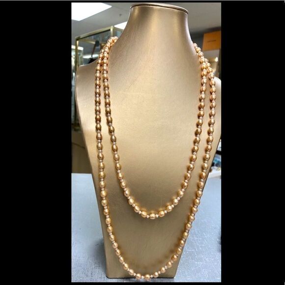 Honora 60" Long Pearl Necklace with 14k yellow gold Clasp - Picture 1 of 4